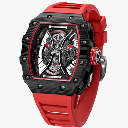 Feice Obsidian FM602 Automatic Skeleton Watch - Carbon Fiber Tonneau Case