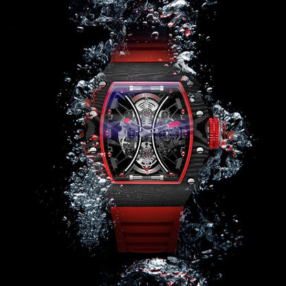 Feice Obsidian FM602 Automatic Skeleton Watch - Carbon Fiber Tonneau Case