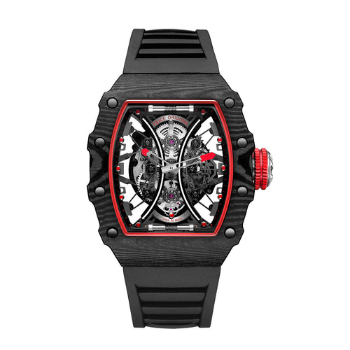 Feice Obsidian FM602 Automatic Skeleton Watch - Carbon Fiber Tonneau Case