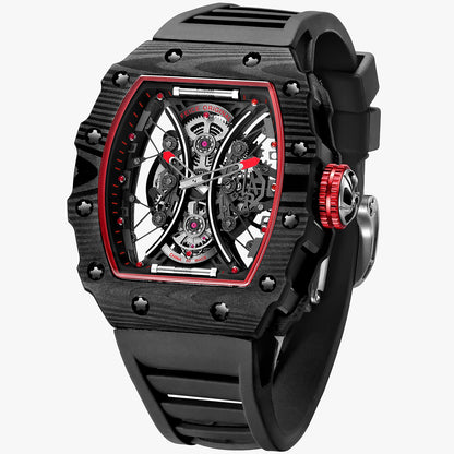 Feice Obsidian FM602 Automatic Skeleton Watch - Carbon Fiber Tonneau Case