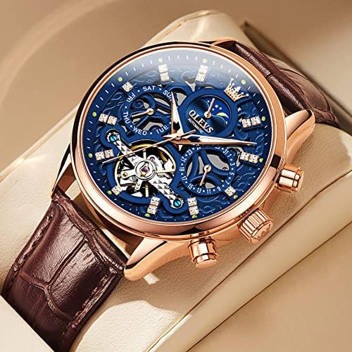Luxury Mechanical Dress Watch with Moon Phase & Luminous Display