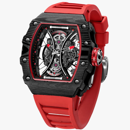 Feice Obsidian FM602 Automatic Skeleton Watch - Carbon Fiber Tonneau Case
