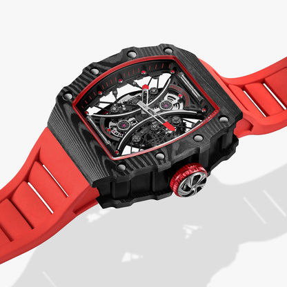 Feice Obsidian FM602 Automatic Skeleton Watch - Carbon Fiber Tonneau Case