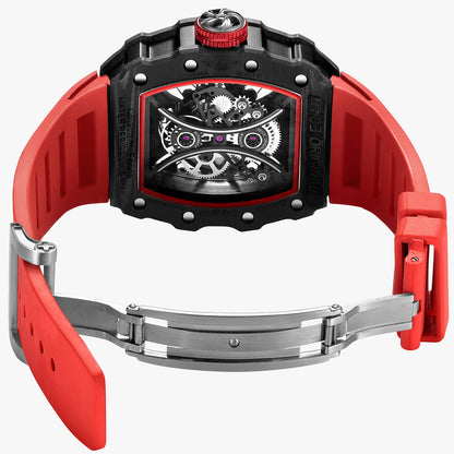 Feice Obsidian FM602 Automatic Skeleton Watch - Carbon Fiber Tonneau Case
