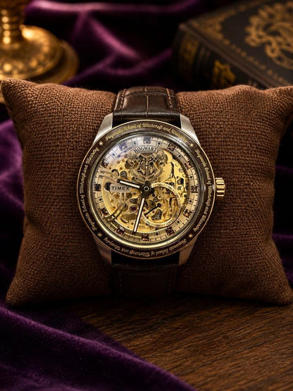 Timex x Harry Potter Waterbury Skeleton Automatic | Leather Strap Men's Watch | TW2Y75500X6