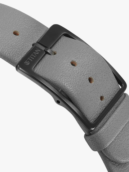 Edge Ultra Slim Quartz Analog Grey Dial Grey Leather Strap Watch for Men